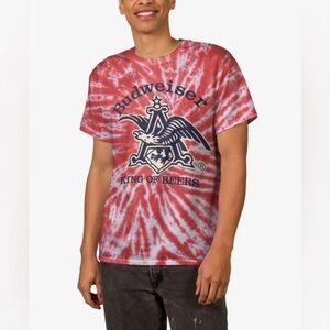 Junk Food Clothing x Budweiser Red Tie-Dyed Graphic Flea Market Tee Size M